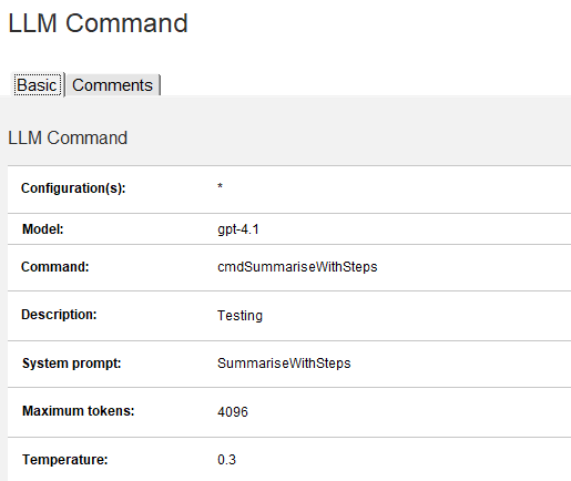 Change model for a command